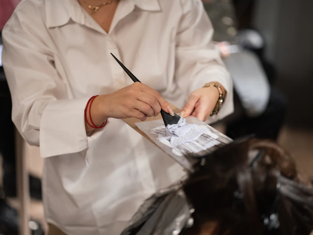 Colour being painted onto foils