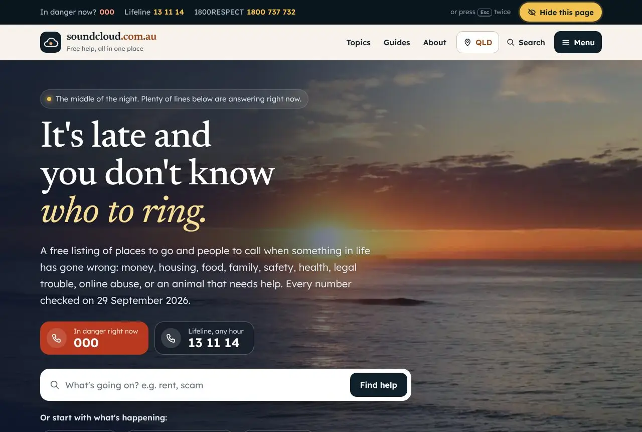 The soundcloud.com.au home page on a computer