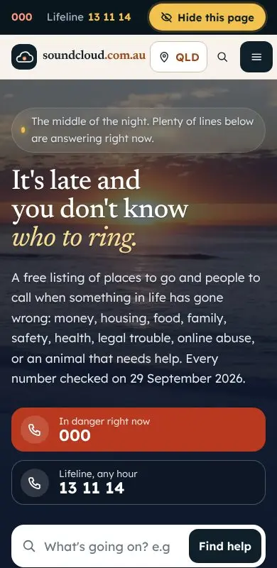 The soundcloud.com.au home page on a phone