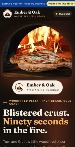 Ember & Oak Woodfired example website
