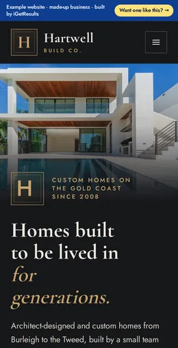 Hartwell Build Co. example website