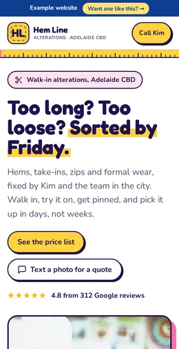 Hem Line Alterations example website