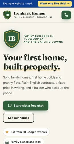Ironbark Homes example website