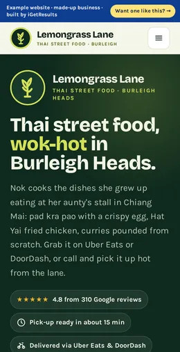Lemongrass Lane Thai example website