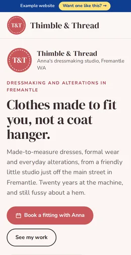 Thimble & Thread example website